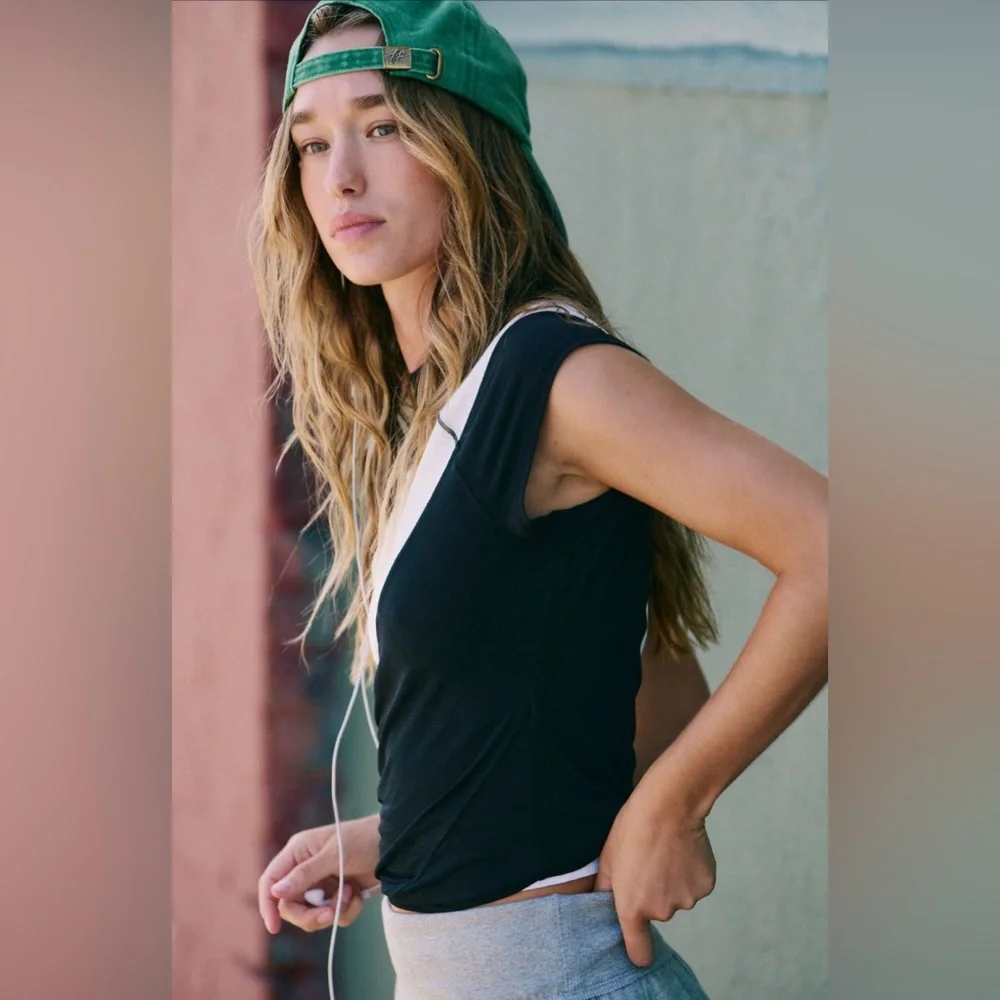 FP MOVEMENT by FREE PEOPLE Tempo Colorblock Tee TOP - Picture 3 of 6